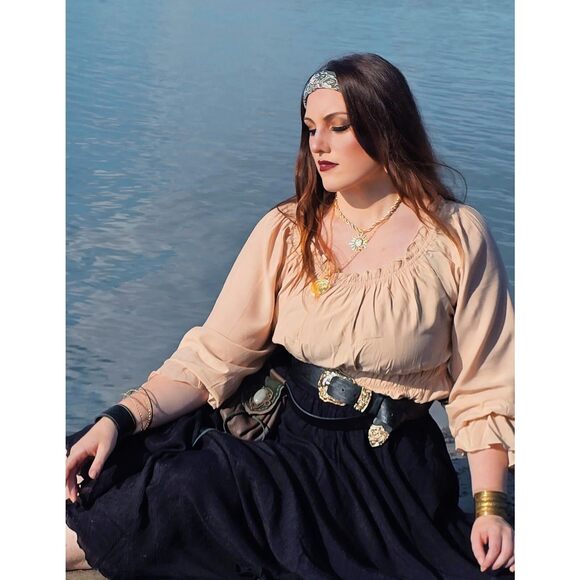 Womens Black Belts Renaissance Vintage Leather Western Waist Belt For Party✨ - Picture 7 of 8